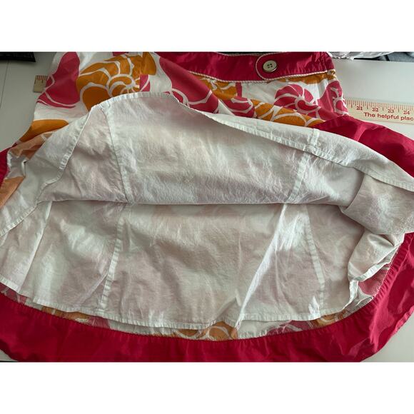 LL Bean Seashell Print Full Mini Skirt Sz 12 100% Cotton Bright Pink‎ & Orange - Picture 8 of 9